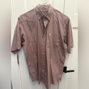 Ariat Men's Red and White Pattern Button Down Shirt